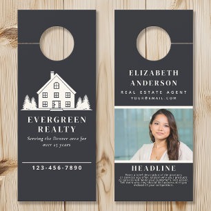 Grey Minimal Rustic Real Estate Agent House Photo Door Hanger