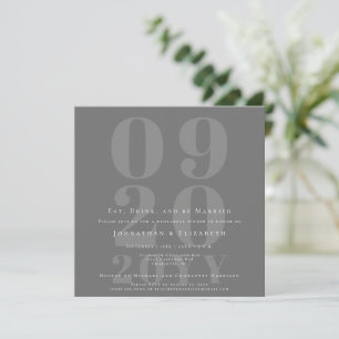 Grey Minimalist Bold Type Wedding Rehearsal Dinner Invitation