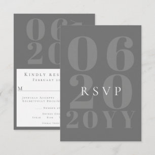 Grey Minimalist Bold Type Wedding RSVP Card