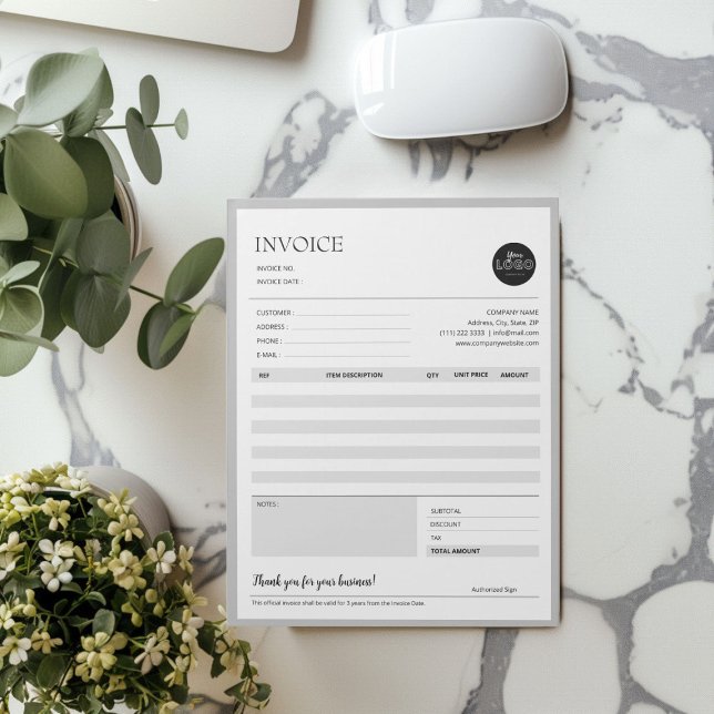 Grey Minimalist Business Invoice Sales Template Notepad (Grey Minimalist Business Invoice Sales Template Notepad desk top mock up)