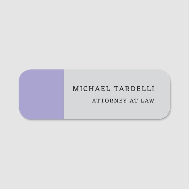 Grey Minimalist Classical Professional Name Tag (Front)
