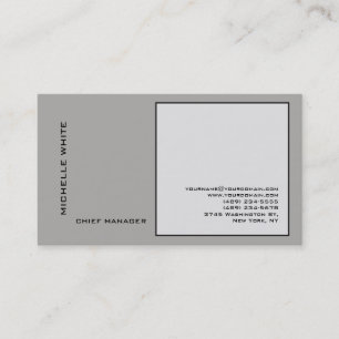 Grey Minimalist Elegant Plain Professional Business Card