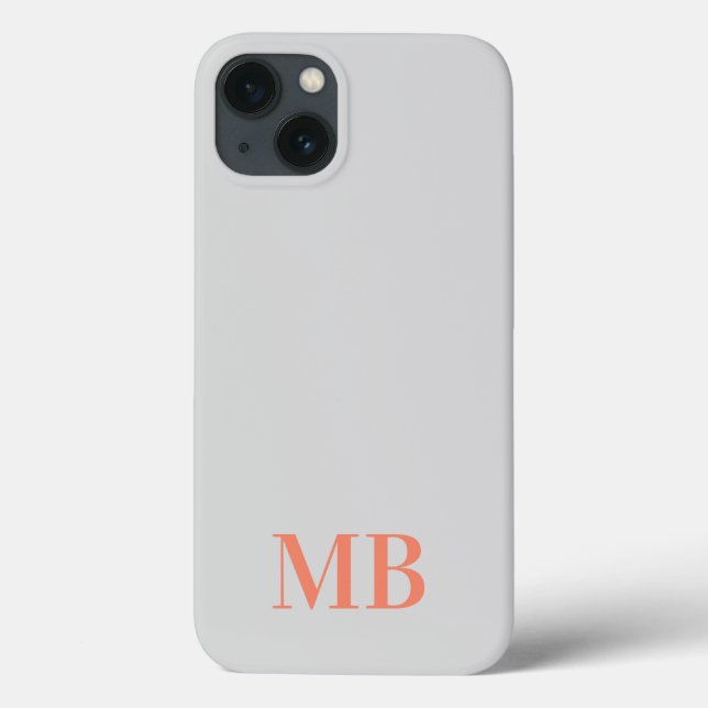Grey Minimalist Modern Initial Monogram Case-Mate iPhone Case (Back)