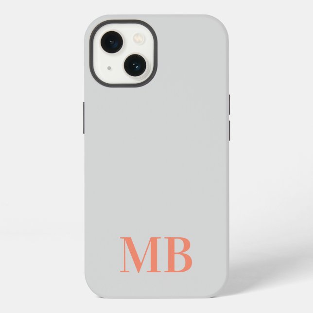 Grey Minimalist Modern Initial Monogram iPhone Case (Back)
