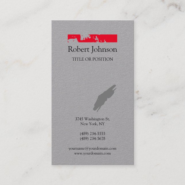Grey Minimalist Modern Plain Simple Unique Business Card (Front)