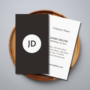 Grey Minimalist Monogram Attorney Business Card