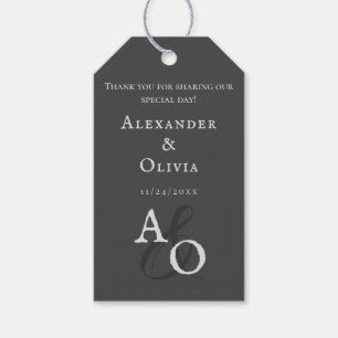 Grey Minimalist Monogram Favour Gift Tags