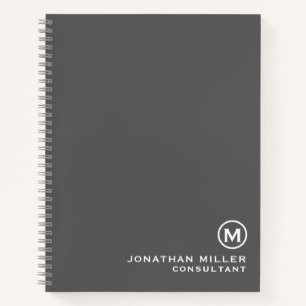 Grey Minimalist Monogram Notebook