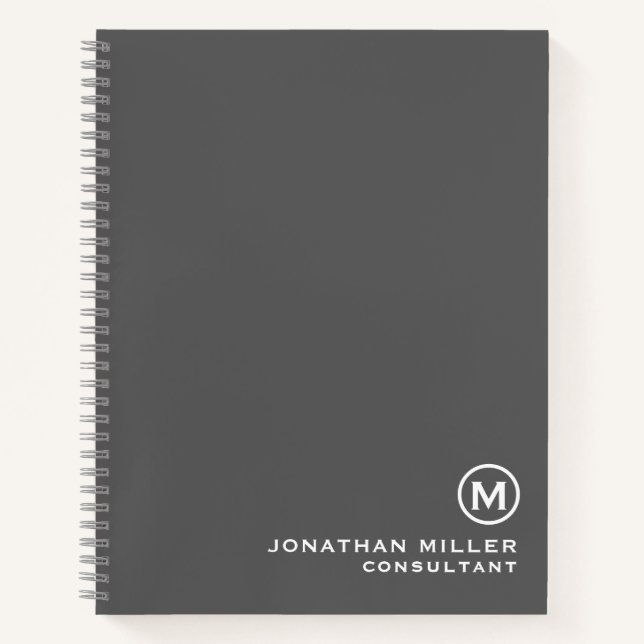 Grey Minimalist Monogram Notebook (Front)