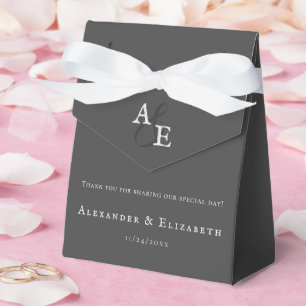 Grey Minimalist Monogram Wedding Favor Box