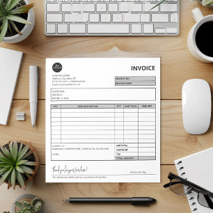 Grey Minimalist Small Business Invoice Template Notepad