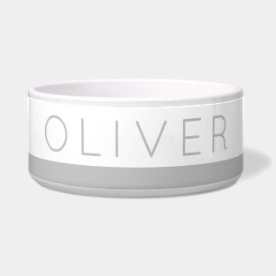 Grey Minimalist Stripe Custom Name Dog