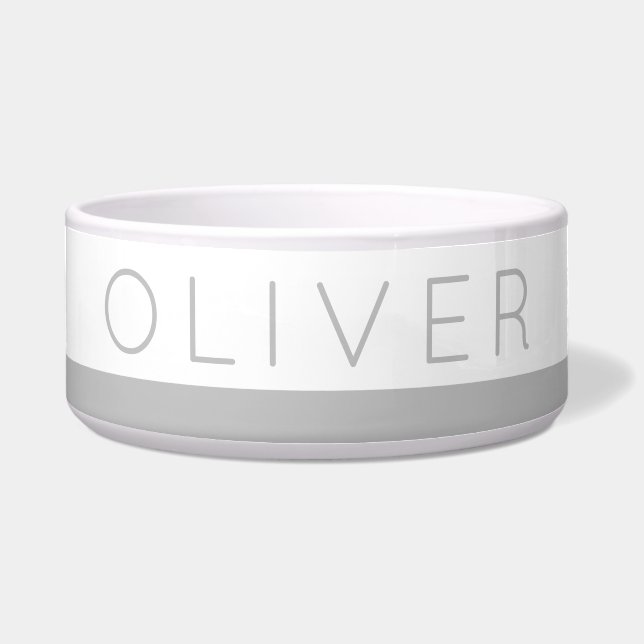 Grey Minimalist Stripe Custom Name Dog (Front)