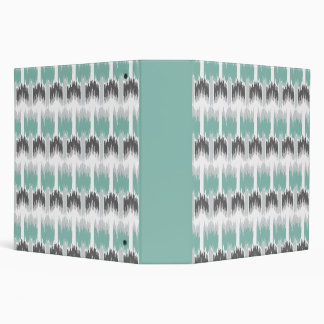 Grey Mint Aqua Modern Abstract Floral Ikat Pattern Binder