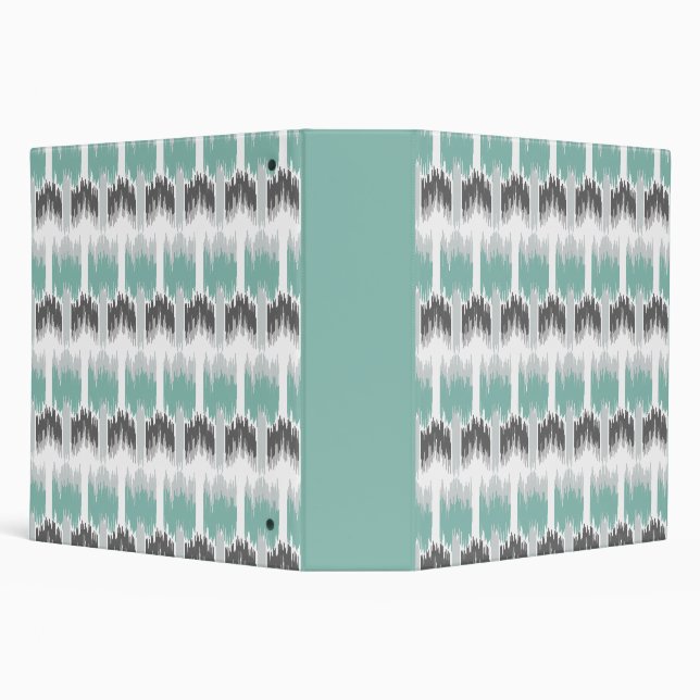 Grey Mint Aqua Modern Abstract Floral Ikat Pattern Binder (Background)