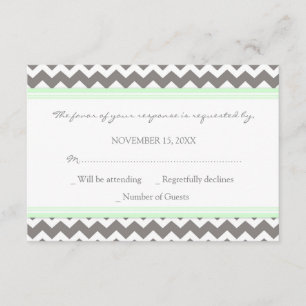 Grey Mint Chevron RSVP Wedding Card