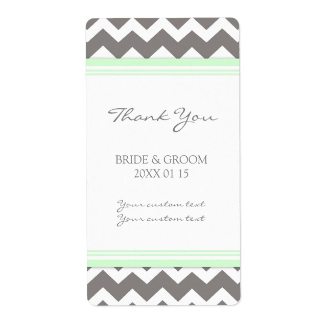 Grey Mint Chevron Wedding Labels (Front)