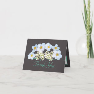 Grey Mint Chic Anemone Orchid Bouquet Thank You Card