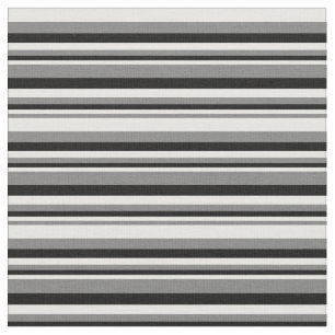 Grey, Mint Cream & Black Pattern of Stripes Fabric