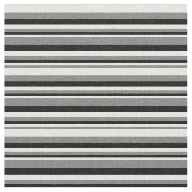 Grey, Mint Cream & Black Pattern of Stripes Fabric (Close Up)