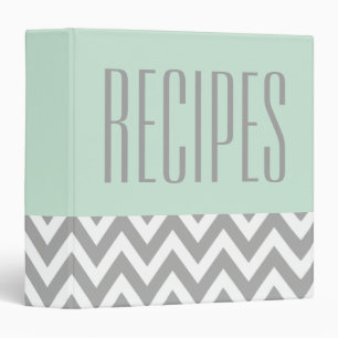 Grey Mint Recipe Organizer Binder Kitchen Gift