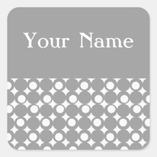 Grey Mod Ball Design @ Emporio Moffa w/ name Square Sticker