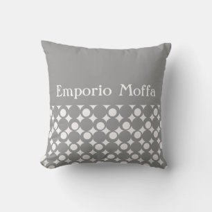 Grey Mod Ball Design @ Emporio Moffa w/text Throw Pillow