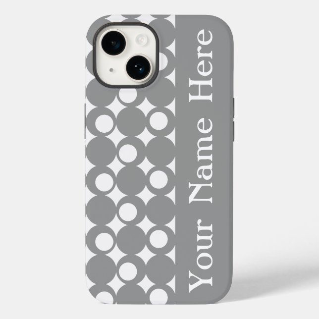 Grey Mod Ball Design with name Case-Mate iPhone Case (Back)