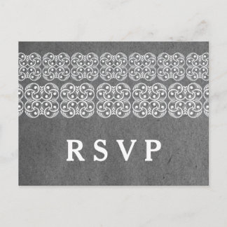 Grey Modern Bohemian RSVP Postcard