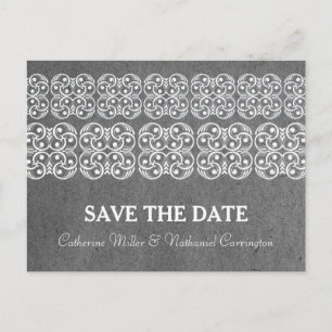 Grey Modern Bohemian Save the Date Postcard