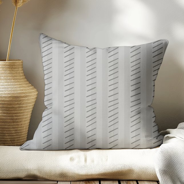 Grey Modern Boho Stripes  Throw Pillow (Creator Uploaded)