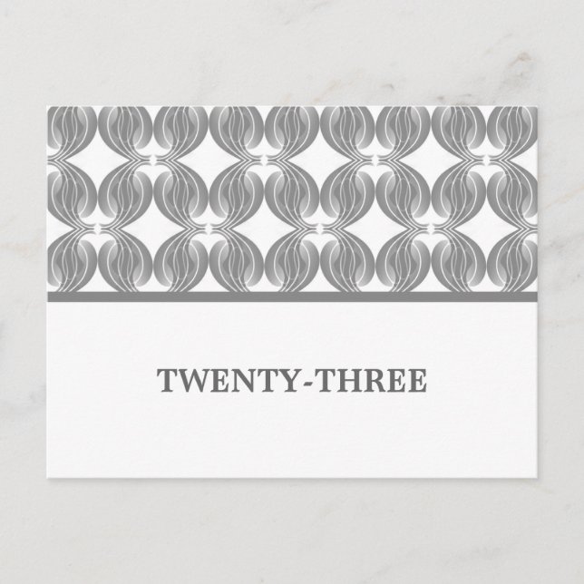 Grey Modern Deco Table Number Postcard (Front)