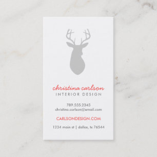 Grey Modern Deer & Chevron Stripes Business Card