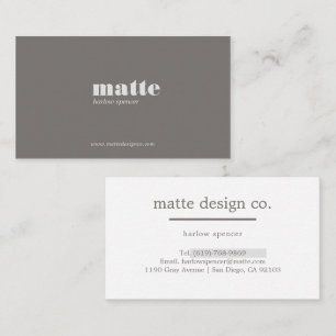 Grey   Modern Elegant Minimalist Professional Business Card
