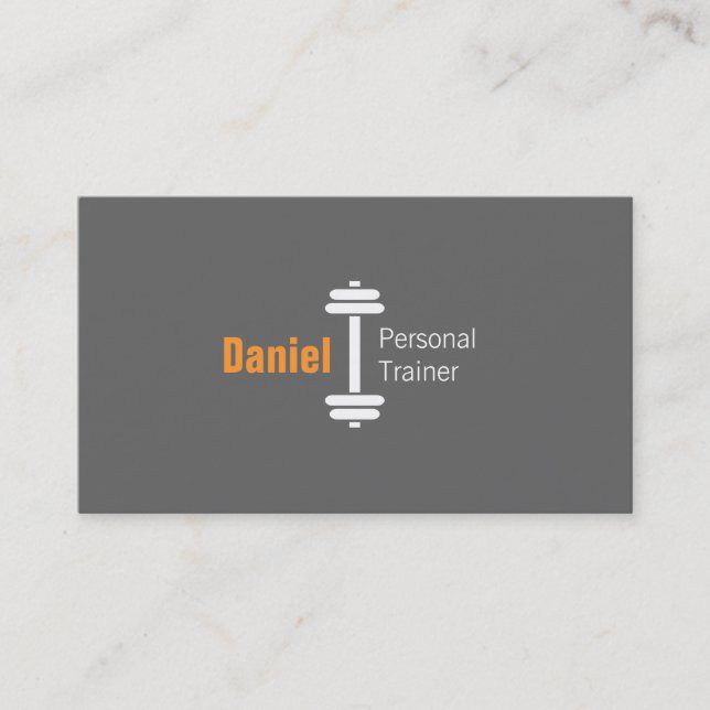 Grey Modern Fitness Personal Trainer Weights Business Card (Front)