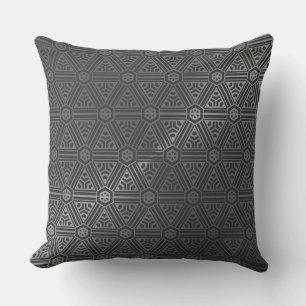 Grey Modern  Geometric Pattern Throw Pillow