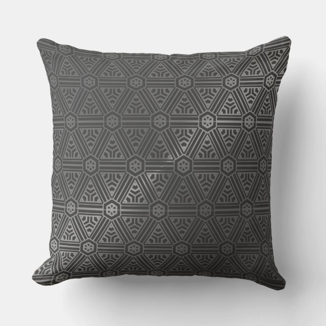 Grey Modern  Geometric Pattern Throw Pillow (Front)