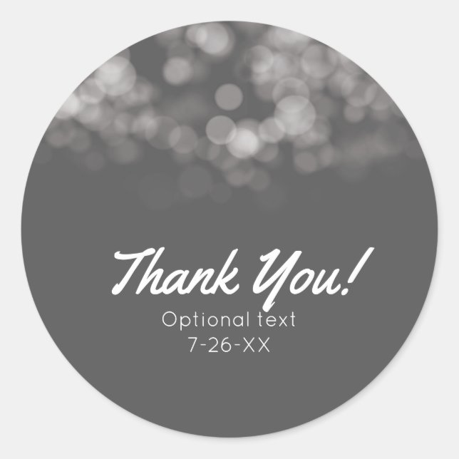 Grey Modern Minimal Lights Chic Party Custom Favou Classic Round Sticker (Front)