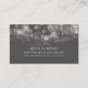 Grey Modern Minimal Lights Salon Refer a Friend Referral Card