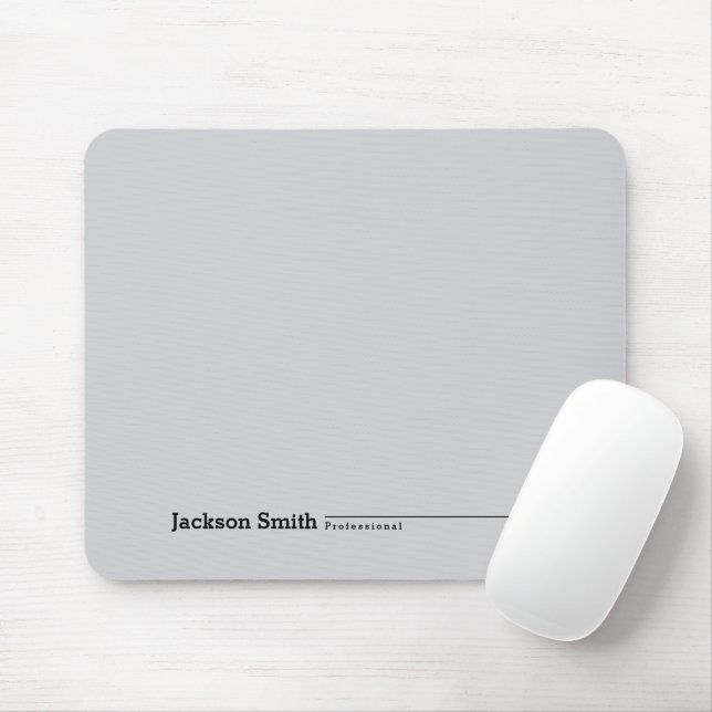 Grey modern minimalist personalized name mouse pad (With Mouse)