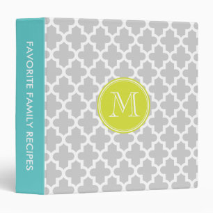 Grey Modern Moroccan Pattern Custom Monogram Binder