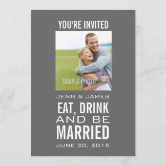 Grey Modern Photo Wedding Invitations