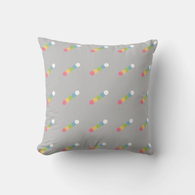 Grey Modern Polka Dot Pattern Throw Pillow (Front)