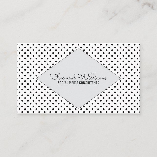 Grey Modern Polka Dots Business Card (Front)