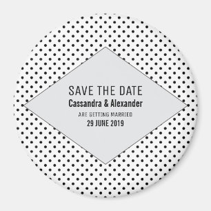 Grey Modern Polka Dots Save the Date Magnet