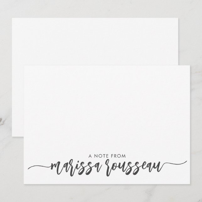 Grey Modern Script Name Personalized A Note From Card (Front/Back)
