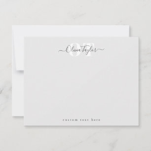 Grey Modern Script Personalized Stationery Note Ca Card