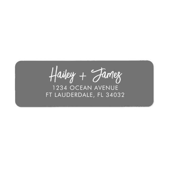 Grey Modern Script Return Address Labels  (Front)