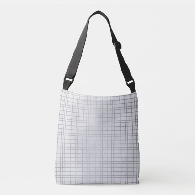 Grey, modern, simple, cool, trendy grid lines crossbody bag (Front)