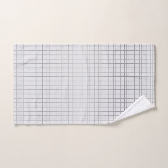 Grey, modern, simple, cool, trendy grid lines hand towel (Hand Towel)